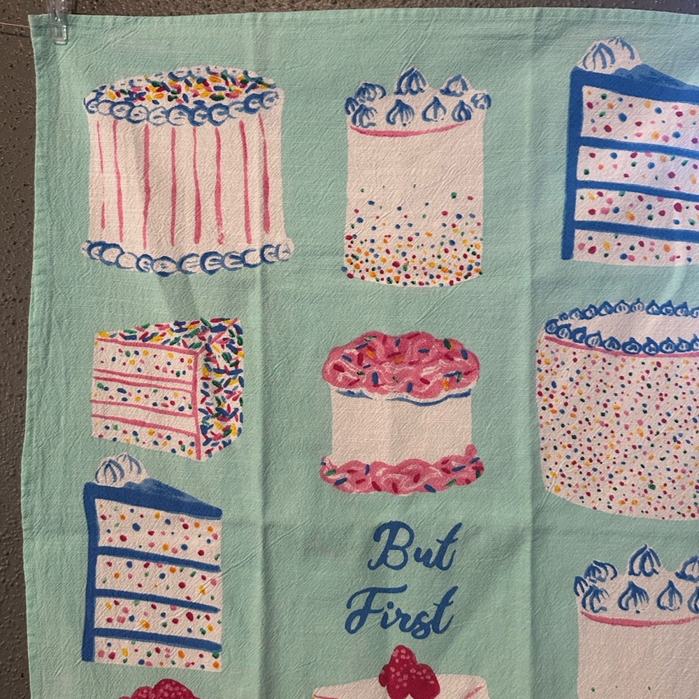 Anthropologie ‘But First’ Cake Pattern Tea Towel - Picture 5 of 9